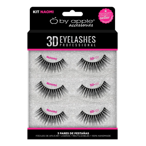 Pestanas 3D Eyelashes 3 Pares Naomi 01 By Apple 64951