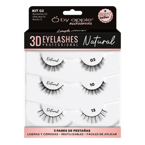 Pestanas 3D Eyelashes Natural Kit 02 By Apple 66307