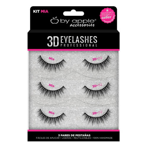 Pestanas 3D Eyelashes 3 Pares Mia 02 By Apple 64949