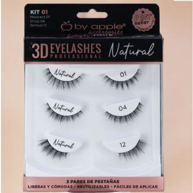 Pestanas 3D Eyelashes Natural Kit 1 By Apple 66305