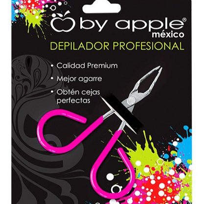 Pinza para ceja chica rosa neon by Apple 9516